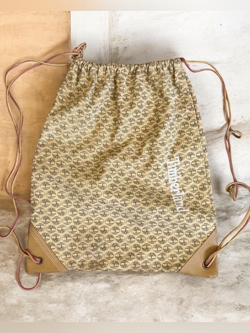 Timberland Tan Drawstring Canvas Cinch Bag backpack